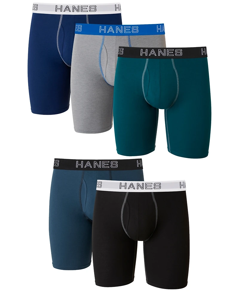 Hanes Men's 5-Pk. Ultimate Stretch Longer Leg Boxer Briefs