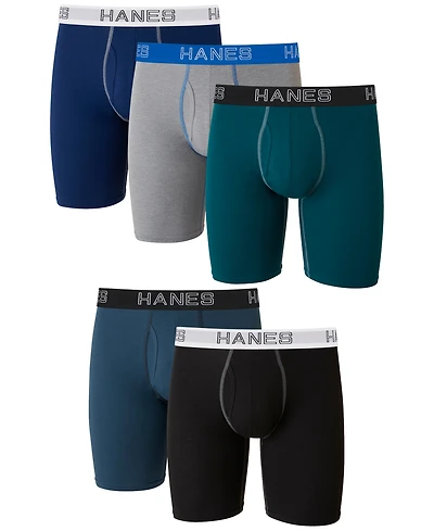 Hanes Men's 5-Pk. Ultimate Stretch Longer Leg Boxer Briefs
