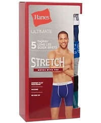 Hanes Men's 5-Pk. Ultimate Stretch Longer Leg Boxer Briefs