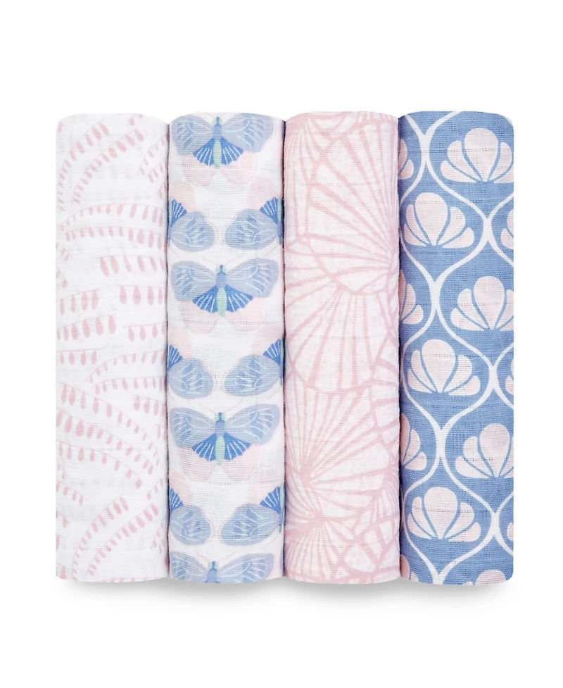 aden by aden + anais Baby Girls Deco Swaddle Blankets, Pack of 4