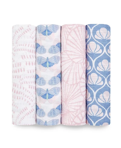 aden by aden + anais Baby Girls Deco Swaddle Blankets, Pack of 4