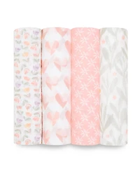 aden by aden + anais Baby Girls Printed Swaddle Blankets, Pack of 4
