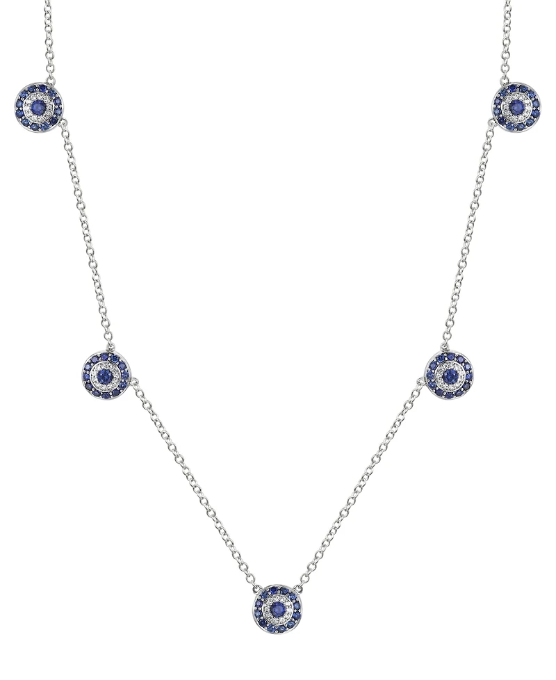 Lab-Grown Sapphire (1-1/10 ct. t.w.) & Lab-Grown White Sapphire (1/6 ct. t.w.) 17" Collar Necklace in Sterling Silver