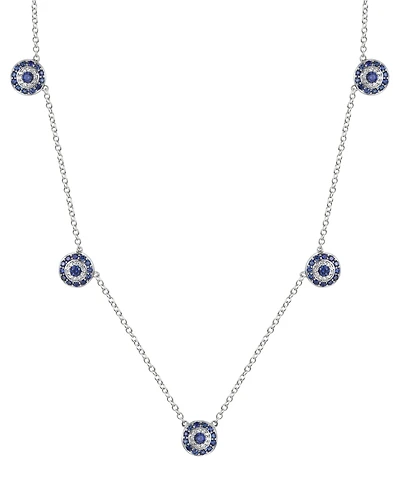 Lab-Grown Sapphire (1-1/10 ct. t.w.) & Lab-Grown White Sapphire (1/6 ct. t.w.) 17" Collar Necklace in Sterling Silver