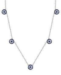 Lab-Grown Sapphire (1-1/10 ct. t.w.) & Lab-Grown White Sapphire (1/6 ct. t.w.) 17" Collar Necklace in Sterling Silver