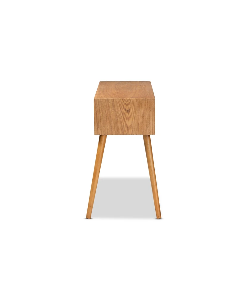 Mae Mid-Century Modern Wood 2-Drawer Console Table
