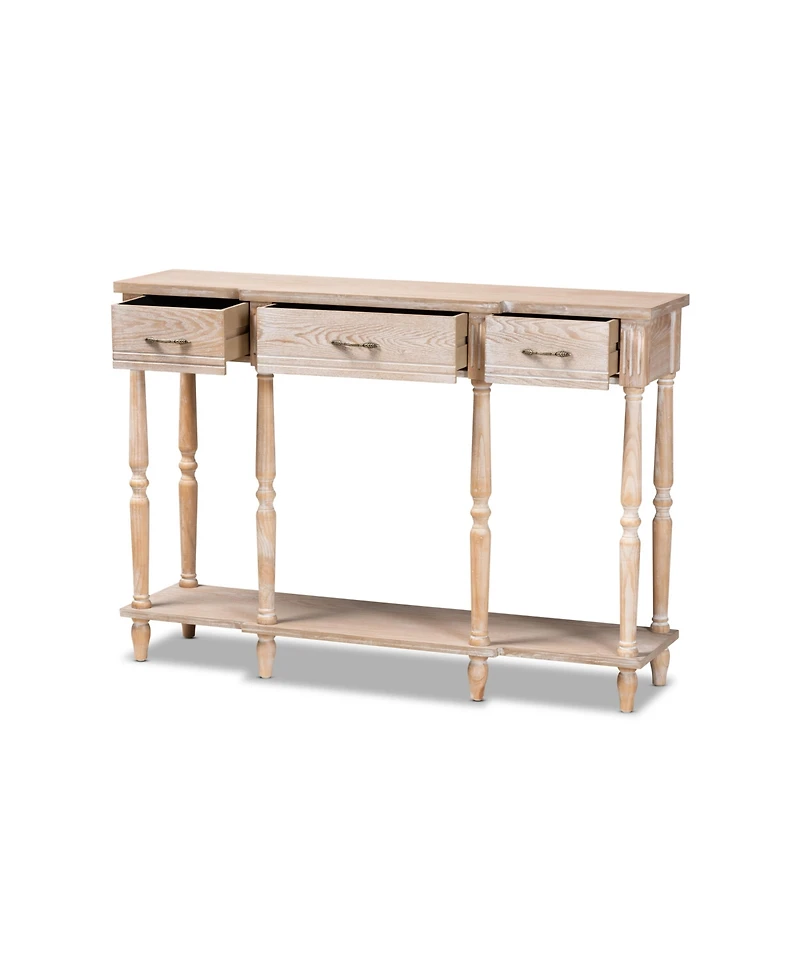 Hallan Classic and Traditional French Provincial Wood 3-Drawer Console Table