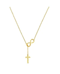 Unwritten 14K Gold Flash Plated Infinity and Cross Lariat Pendant Necklace