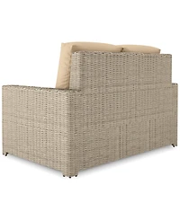 Sydney Woven Outdoor Loveseat with Sunbrella Spectrum Sand Cushions