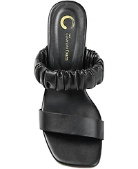 Journee Collection Women's Fayth Ruched Block Heel Sandals