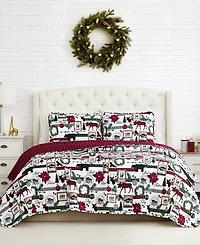 Southshore Fine Linens Merry Town Christmas Oversized Reversible 3-Pc. Quilt Set, King/California King