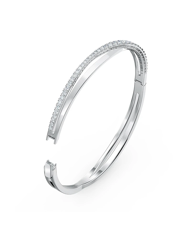 Swarovski Rose Gold-Tone Crystal Intertwining Double-Row Bangle Bracelet