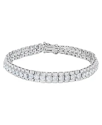 Women's Fine Silver Plated Cubic Zirconia Watch Link Bracelet