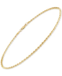 Lightweight Glitter Rope Link Ankle Bracelet in 10k Gold