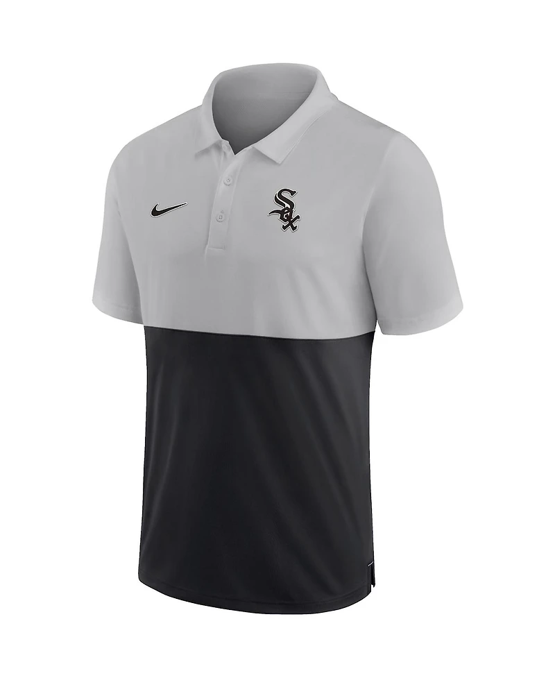 Men's Nike Silver, Black Chicago White Sox Team Baseline Striped Performance Polo Shirt