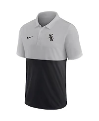 Men's Nike Silver, Black Chicago White Sox Team Baseline Striped Performance Polo Shirt