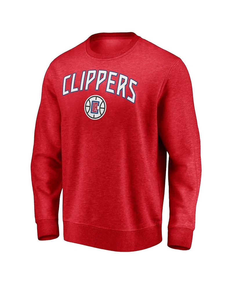 Men's Fanatics Red La Clippers Game Time Arch Pullover Sweatshirt