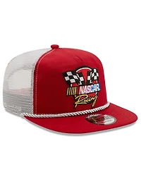 Men's New Era Red, White Nascar Golfer Snapback Adjustable Hat