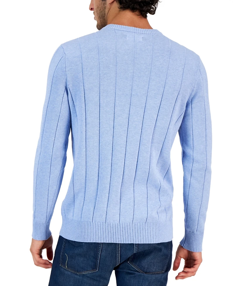 Club Room Men's Drop-Needle V-Neck Cotton Sweater, Created for Macy's