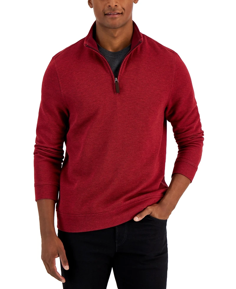 Club Room Men's Birdseye Quarter-Zip Pullover