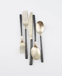 Cambridge Silversmiths Beacon Two Tone Black-Gold Satin 20-Piece Flatware Set, Service for 4