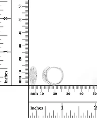 Cubic Zirconia Small Huggie Hoop Earrings in Sterling Silver, 0.57"