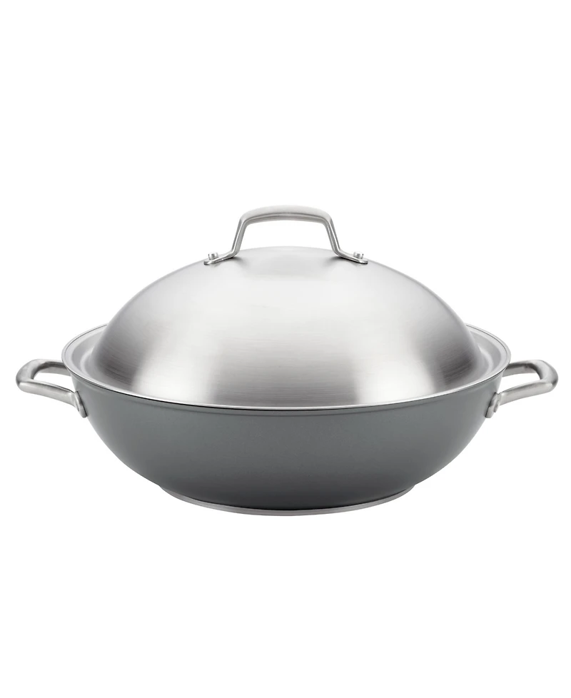 Anolon Accolade Forged Hard-Anodized Nonstick Wok with Lid, 13.5-Inch, Moonstone