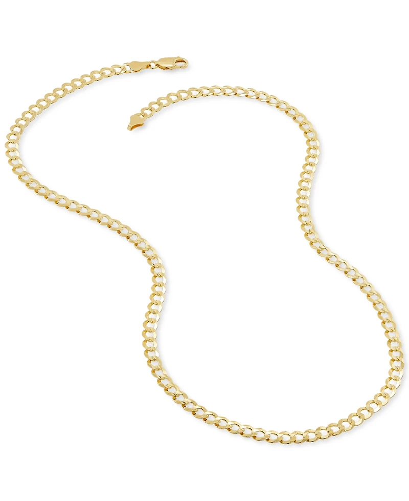 Concave Curb Link 22" Chain Necklace in 14k Gold-Plated Sterling Silver