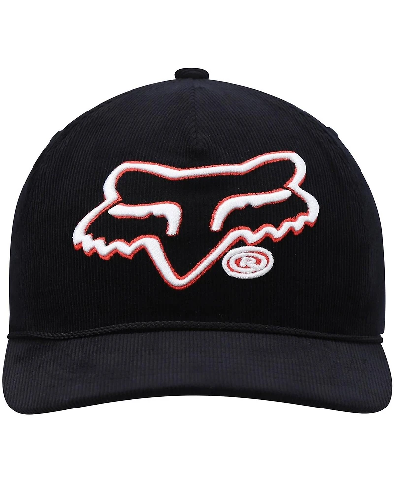 Men's Black Fox Racing Brushed Snapback Hat