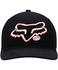 Men's Black Fox Racing Brushed Snapback Hat