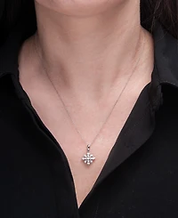 Diamond Cluster 18" Pendant Necklace (1/10 ct. t.w.) in Sterling Silver, Created for Macy's