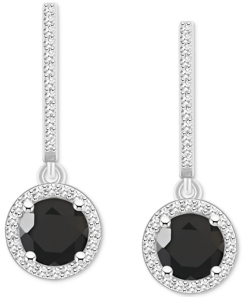 Cultured Freshwater Pearl& Diamond (1/3 ct. t.w.) Halo Leverback Earrings Sterling Silver (Also Onyx, Turquoise, & Labradorite)