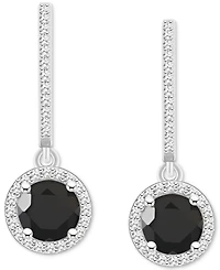 Cultured Freshwater Pearl& Diamond (1/3 ct. t.w.) Halo Leverback Earrings Sterling Silver (Also Onyx, Turquoise, & Labradorite)