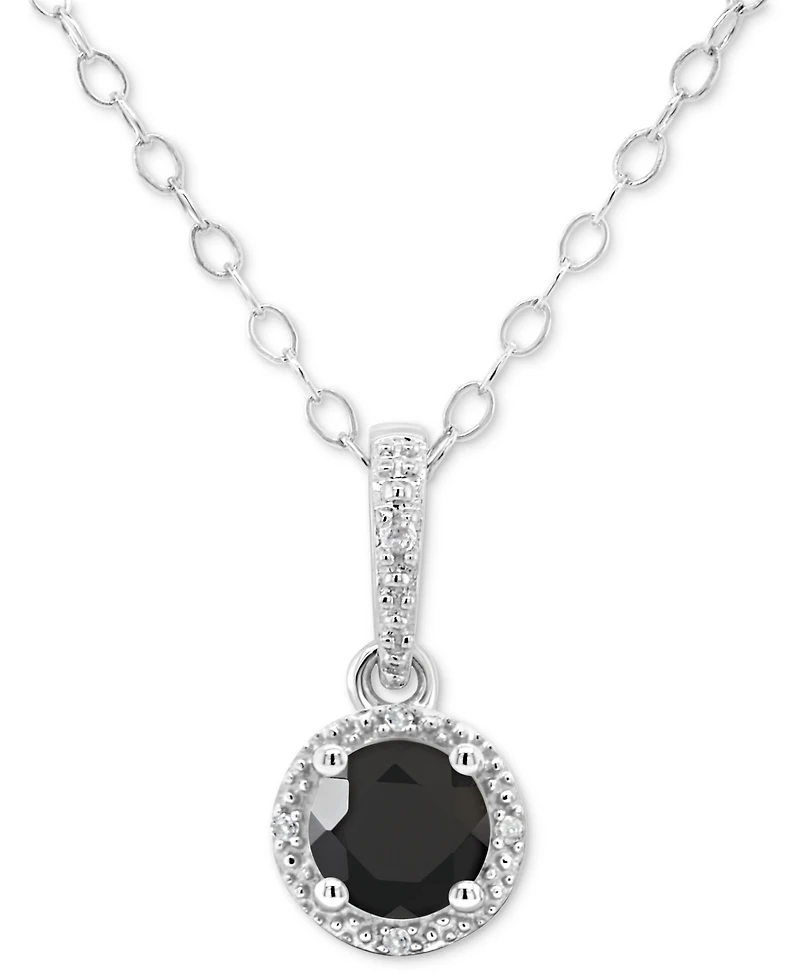 Cultured Freshwater Pearl & Diamond Accent 18" Pendant Necklace Sterling Silver (Also Onyx, Turquoise, Labradorite)