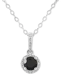Cultured Freshwater Pearl & Diamond Accent 18" Pendant Necklace Sterling Silver (Also Onyx, Turquoise, Labradorite)