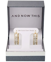 Women's Crystal Baguette Hoop Earring