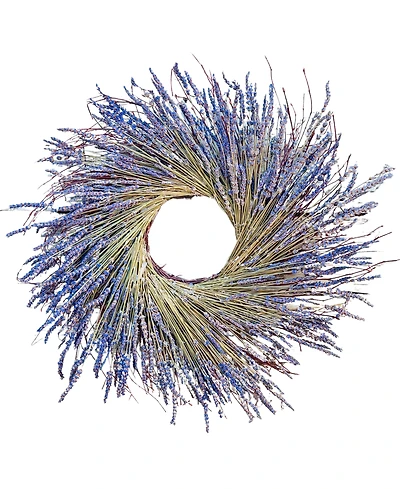 GreenishBlu Dried Lavender with Twing Base Fresh Spring Wreath, 20"
