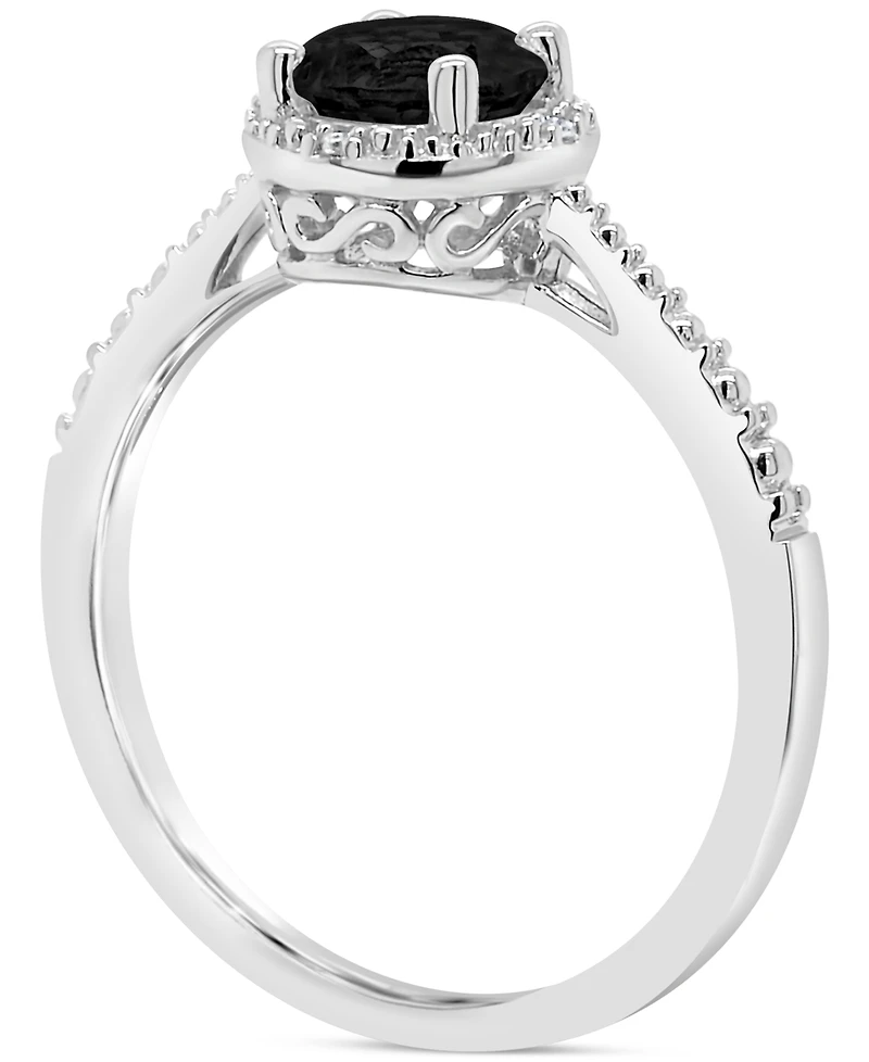 Cultured Freshwater Pearl & Diamond Accent Ring Sterling Silver (Also Onyx, Turquoise, Labradorite )