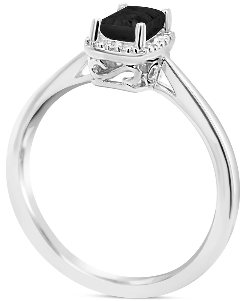 Labradorite & Diamond Accent Ring Sterling Silver (Also Onyx Turquoise)