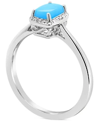 Labradorite & Diamond Accent Ring Sterling Silver (Also Onyx Turquoise)