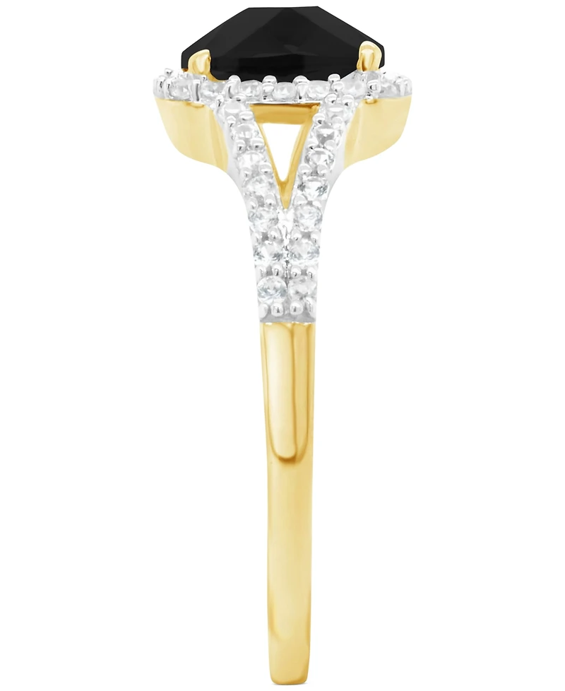 Cultured Freshwater Pearl & Lab-Grown White Sapphire (1/4 ct. t.w.) Halo Ring 10k Gold (Also Onyx)