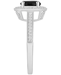 Cultured Freshwater Pearl & Diamond (1/5 ct. t.w.) Halo Ring Sterling Silver (Also Onyx, Labradorite Turquoise)