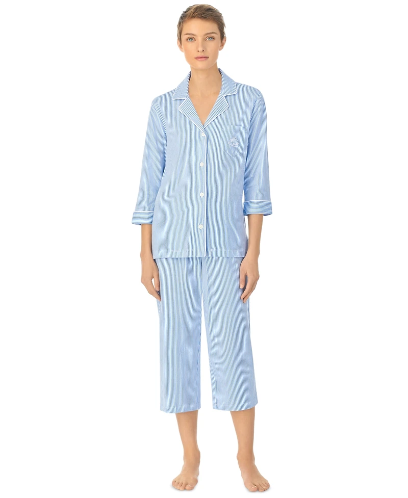 Lauren Ralph Lauren 3/4 Sleeve Classic Notch Collar Capri Pajama Set