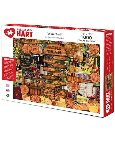 Hart Puzzles Wine Trail 24" x 30" By Kate Ward Thacker Set, 1000 Pieces