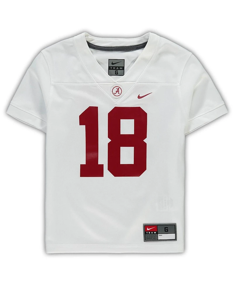 Preschool Boys and Girls Nike #18 White Alabama Crimson Tide Untouchable Football Team Jersey