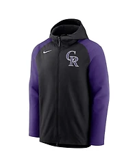 Men's Nike Black, Purple Colorado Rockies Authentic Collection Performance Raglan Full-Zip Hoodie