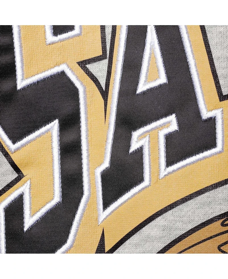 Men's Mitchell & Ness Heather Gray New Orleans Saints Big and Tall Allover Print Pullover Sweatshirt