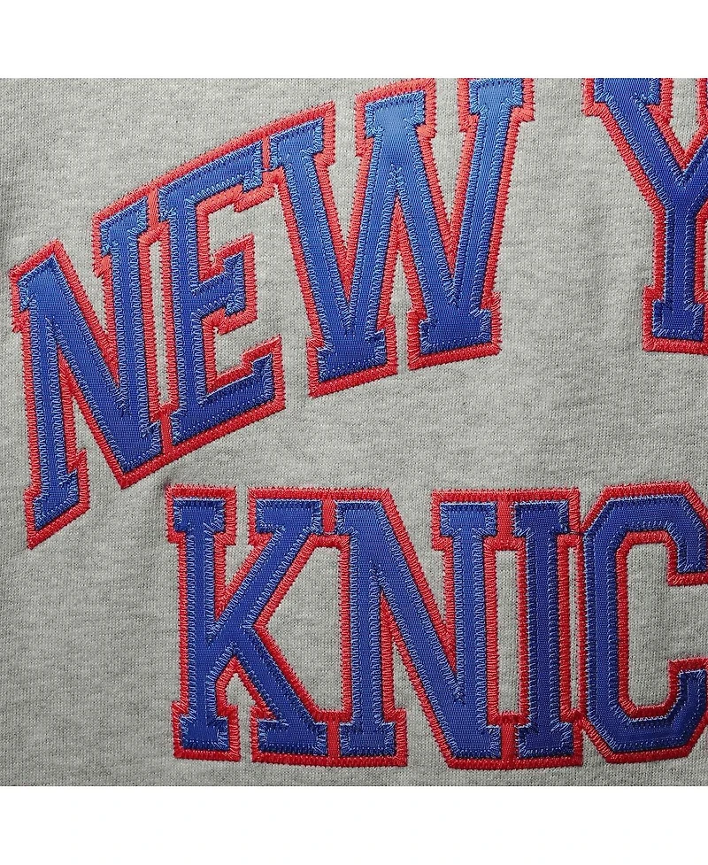 Men's Mitchell & Ness Heather Gray New York Knicks Hardwood Classics Big and Tall Throwback Pullover Hoodie