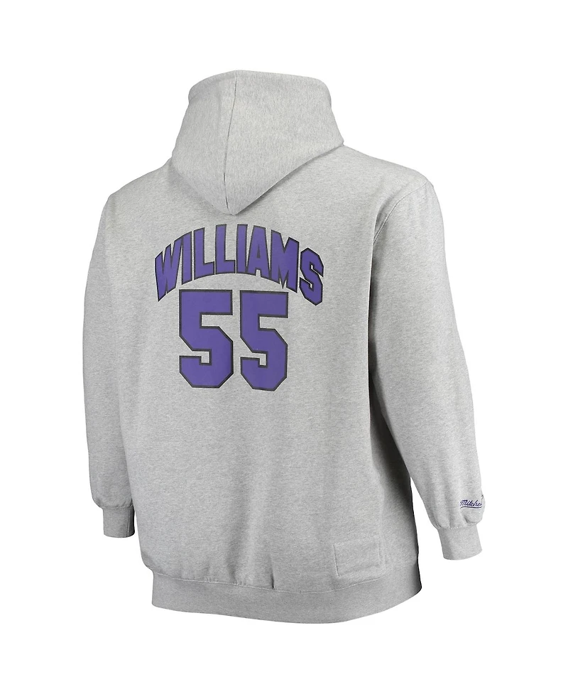 Men's Mitchell & Ness Jason Williams Heather Gray Sacramento Kings Big and Tall Name Number Pullover Hoodie