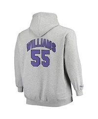 Men's Mitchell & Ness Jason Williams Heather Gray Sacramento Kings Big and Tall Name Number Pullover Hoodie